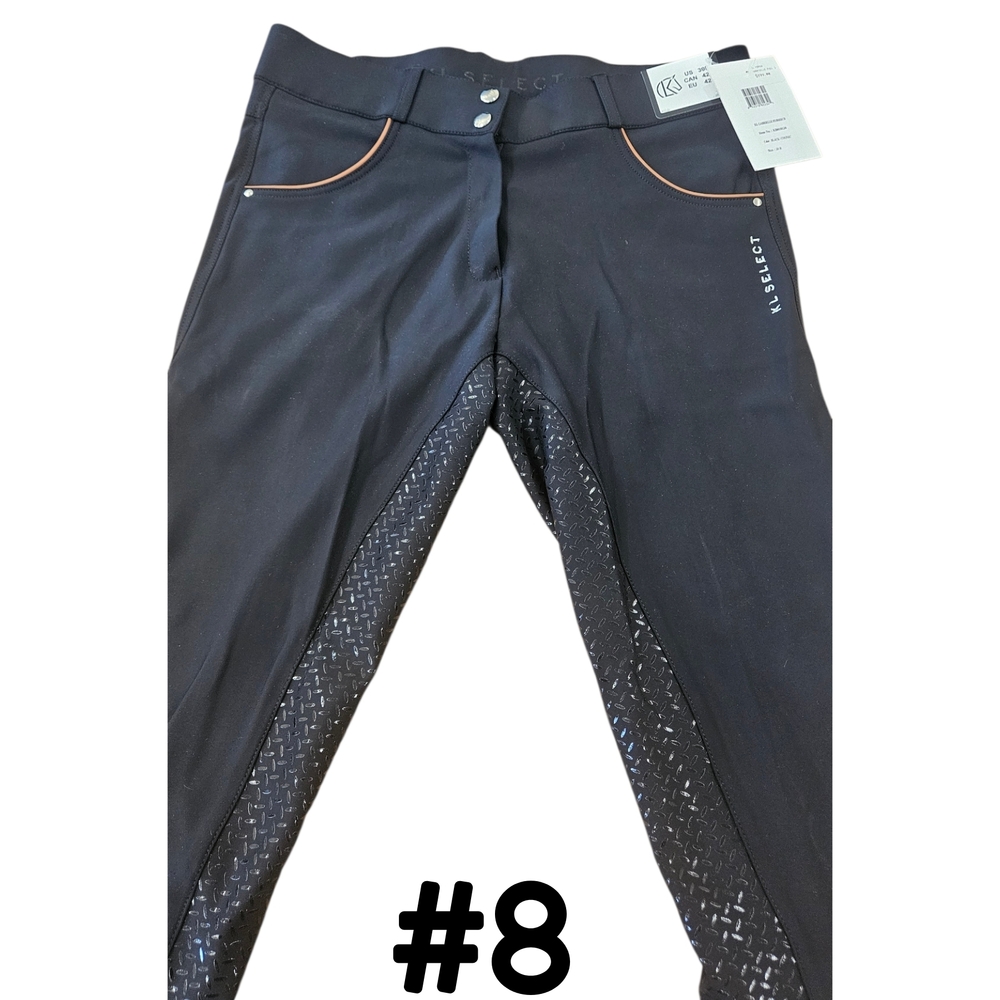 KL Select Gabrielle 30R FS Black/Cognac Riding Breeches - Picture 2 of 5